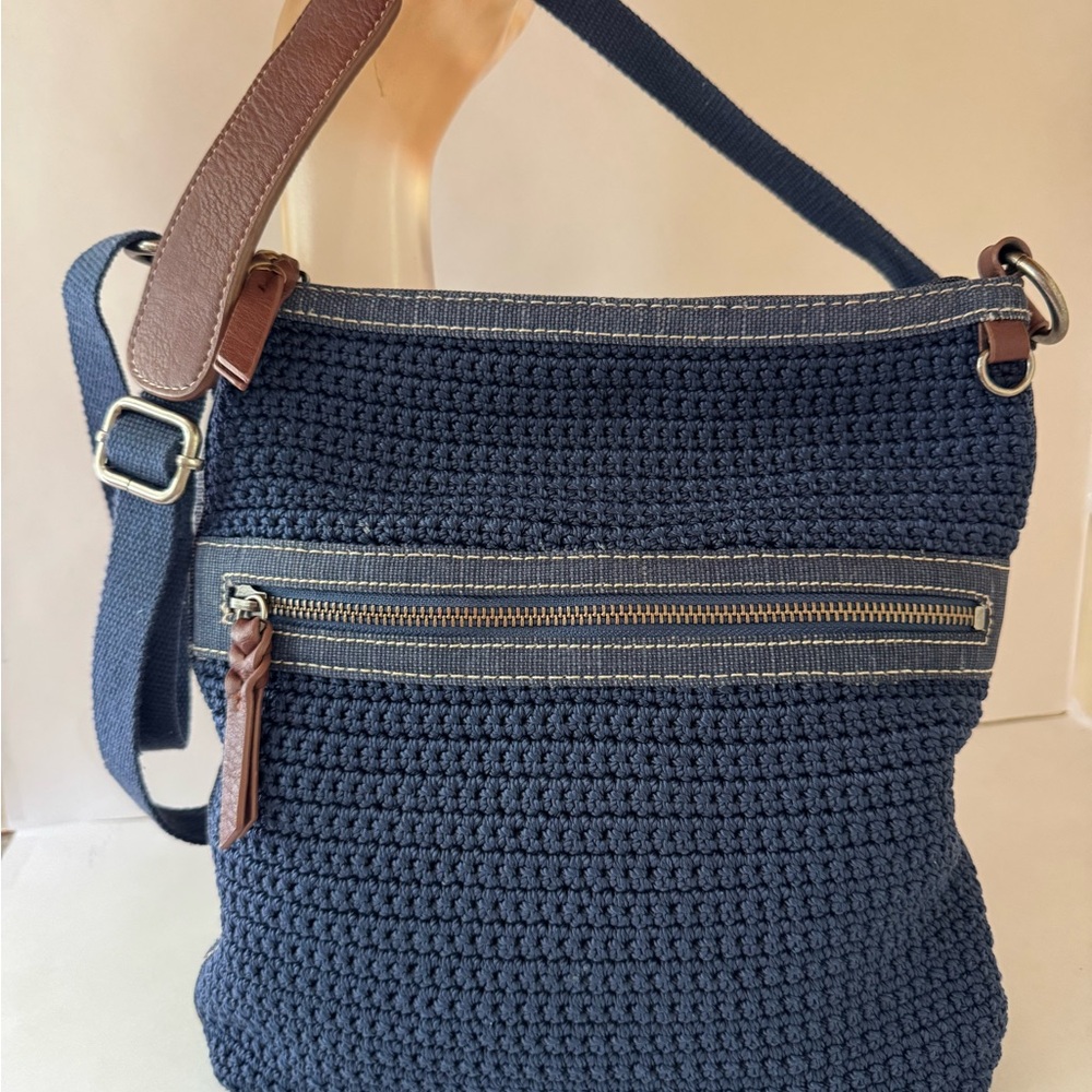 The Sak Blue and Brown Crossbody Bag with Adjustable Strap